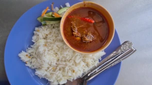 Talerz Ryżu Miska Rybiego Curry — Wideo stockowe