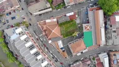 Asya 'nın Kompakt Kasabası Kuş Gözü Görünümü Canlı Renkli Çatı