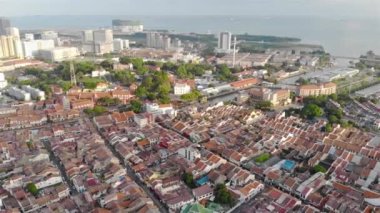 Crowded City In Melaka With Vibrant Colours - Pan Right To Left