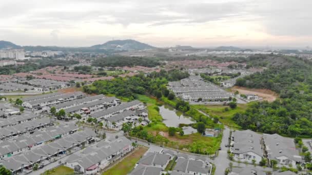 Grey Rooftops Brand New Housing Area Built Melaka Clear Morning — стокове відео