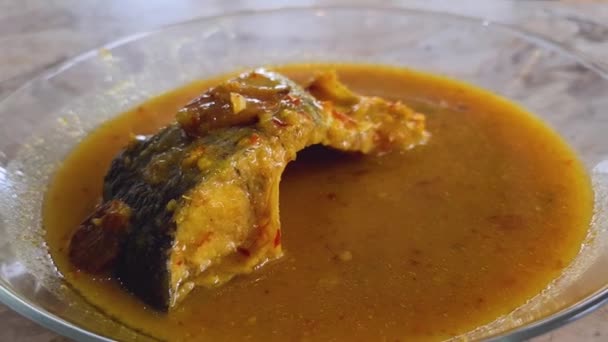 銀魚カレーと魚ステーキのプレート — ストック動画