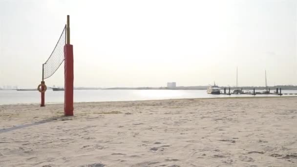 Nätet För Att Spela Volleyboll Stranden Skjut Höger Till Vänster — Stockvideo