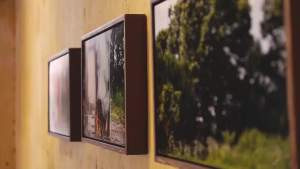 Gerahmte Fotografien Einer Kunstgalerie Penang — Stockvideo