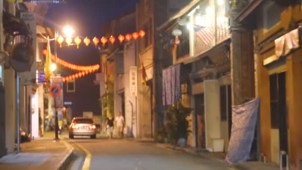 Dar Penang Caddesinde Turistlerle Gezinmek — Stok video