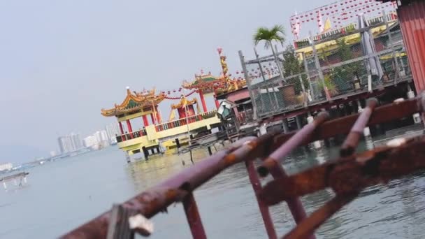 Hagyományos Gazebo Vízen Penang — Stock videók