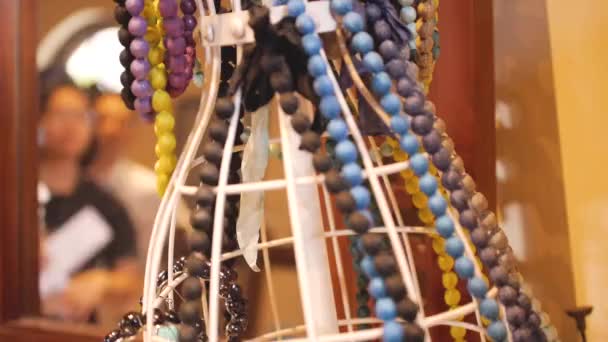 Customers Fashion Boutique Beaded Jewelry Displayed — Stock Video