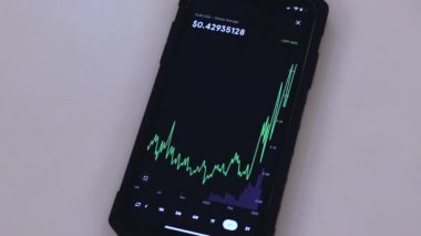 Stellar chart on a black phone placed on a white table