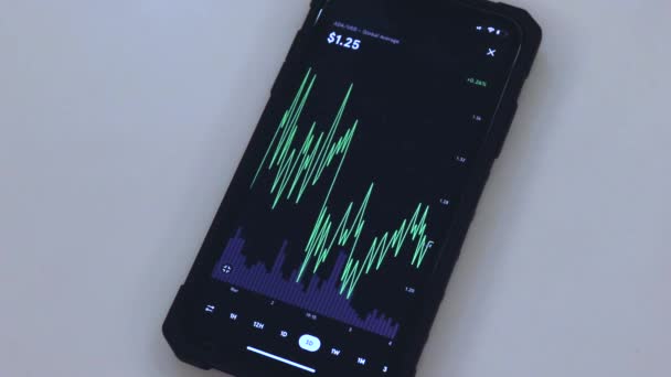 Ada Chart Black Phone Placed Table — Stockvideo