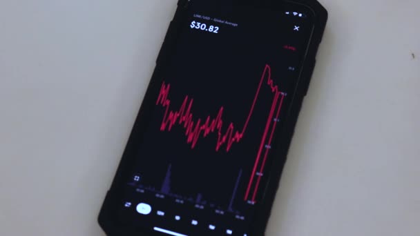 Link Red Chart Black Phone Placed Table — Vídeo de stock