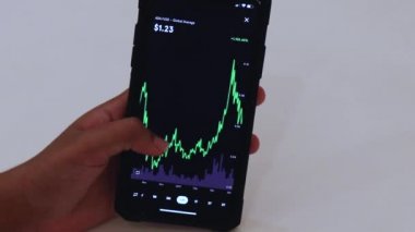 Woman looking through ADA 6 Months chart on Black smartphone