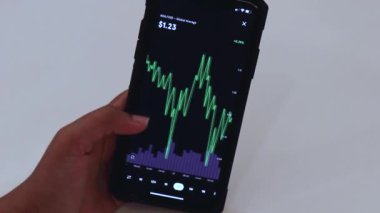 Woman looking through ADA 3 Days chart on Black smartphone