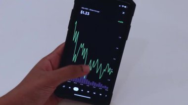 Woman looking through ADA 12 hours chart on Black smartphone