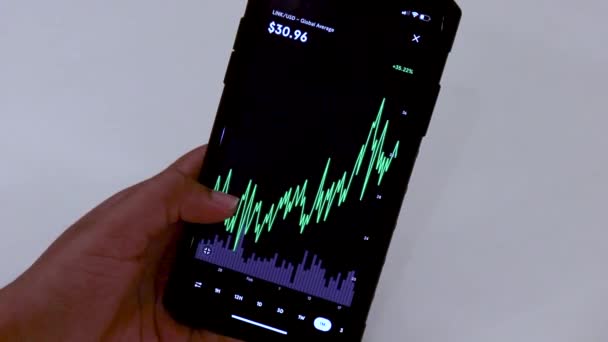 Woman Looking Link Month Chart Black Smartphone — Wideo stockowe