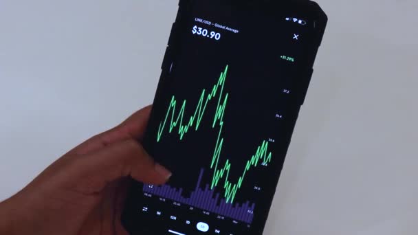 Woman Looking Link Days Chart Black Smartphone — Wideo stockowe