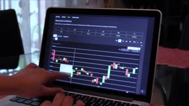 Woman browsing Binance Coin 7 days Candle Stick Charts on a Laptop