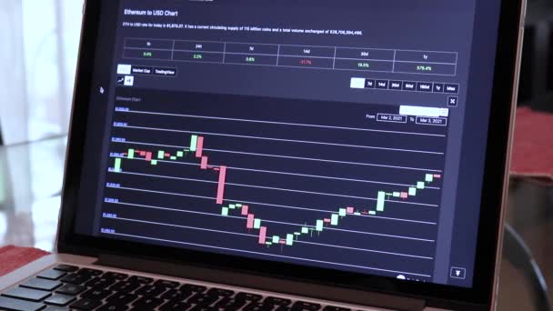 Eth Hours Candle Stick Charts Laptop — Wideo stockowe