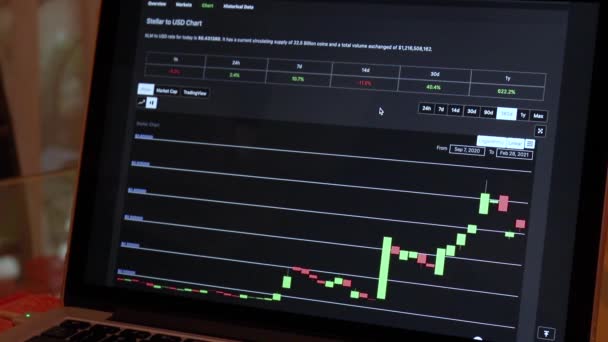 Xlm 180 Days Candle Stick Charts Laptop — Stockvideo