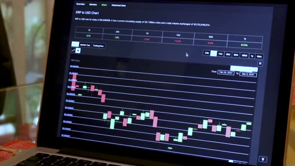 Xrp Days Candle Stick Charts Laptop — Vídeo de Stock