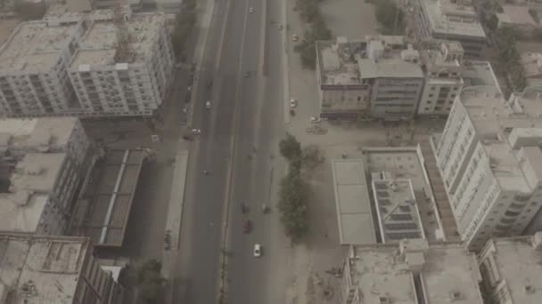 Top Aerial View Main Clifton Road Karachi Moving Forward Flat — Stock Video