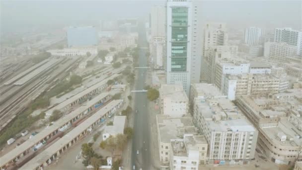 Aerial View Big Building Chunrigar Road Karachi Tilt — Stock Video