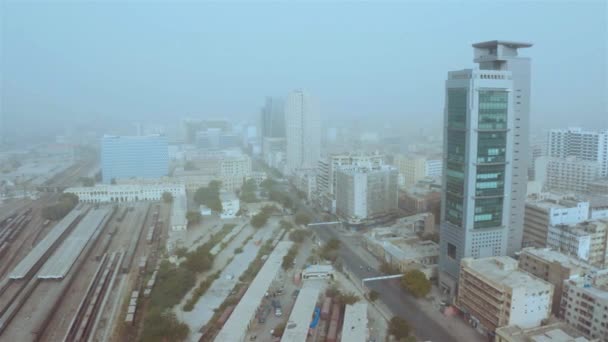 Aerial View Big Building Chunrigar Road Karachi Dolly Right — Stock Video