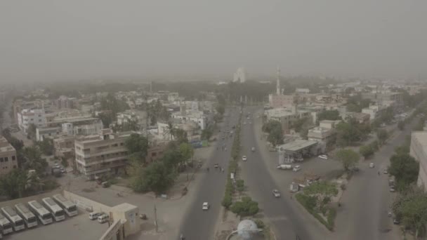 Vista Aérea Del Mausoleo Jinnah Karachi Plano Moviéndose Hacia Atrás — Vídeos de Stock