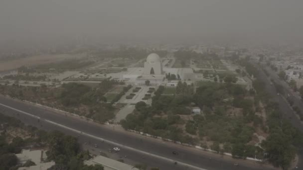 Aerial View Mazar Quaid Mausoleum Karachi — Stock Video