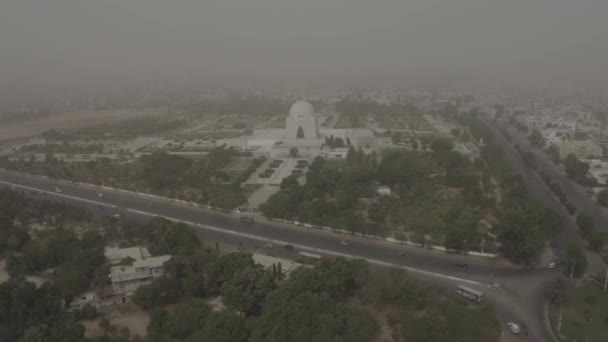 Aerial View Mazar Quaid Mausoleum Karachi — Stock Video