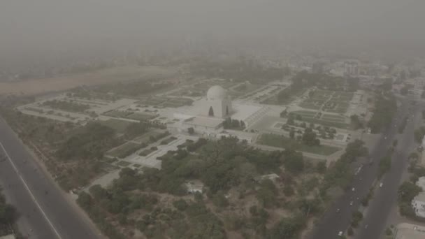 Vooraanzicht Vanuit Lucht Van Mazar Quaid Mausoleum Karachi Flat Moving — Stockvideo