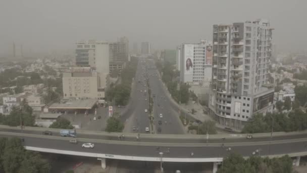 Aerial View Bridge Shahrah Faisal Road Karachi Flat Moving Backwards — Stock Video