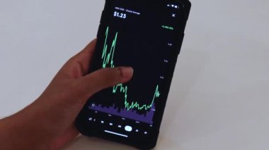 Woman looking through ADA 1 Year chart on Black smartphone