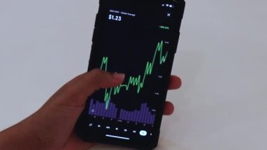 Woman looking through ADA charts on cellphone