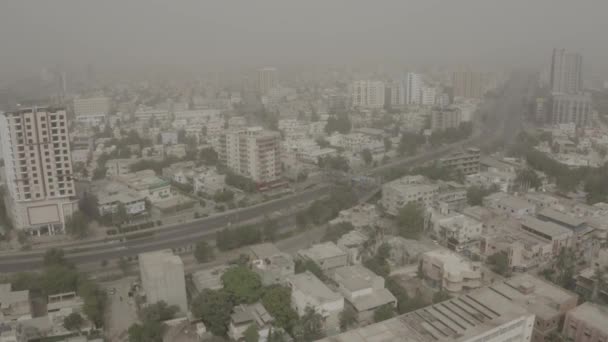 Wide Aerial View Building Road Karachi Flat Pan Left — Stock Video