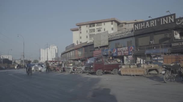 Vista Frontal Cuenca Del Barco Karachi Por Tarde — Vídeo de stock