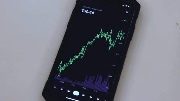 Link Day Chart Black Phone Placed Table — Stockvideo