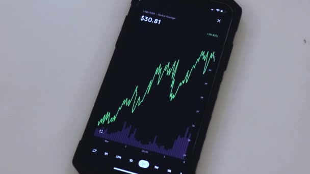 Link Chart Black Phone Placed Table — Stockvideo