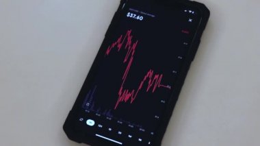 DOT chart on a black phone placed on a white table
