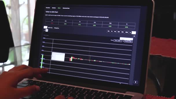 Closeup Usdt Chart Laptop — Αρχείο Βίντεο