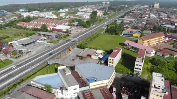 Aerial View Sekinchan Town Day Dolly Forward — стоковое видео