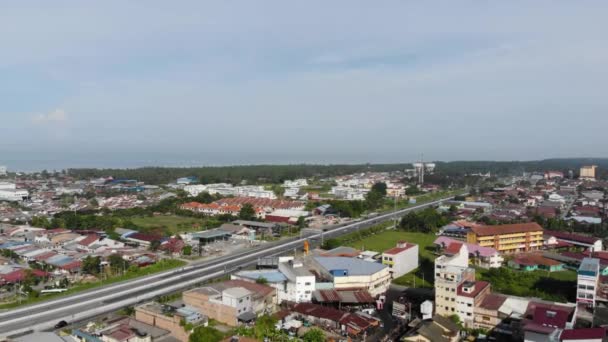 Aerial View Sekinchan Town Malaysia Dolly Forward — стоковое видео