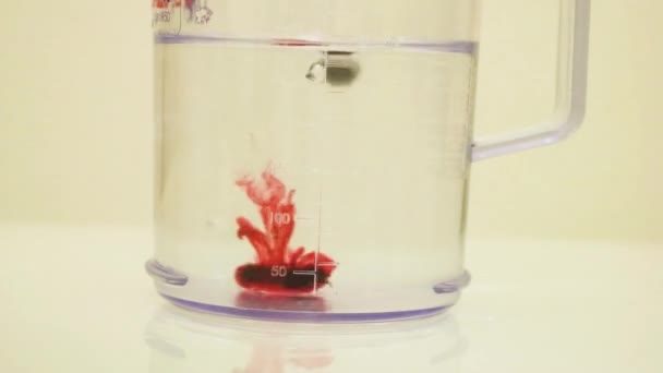 Color Dye Being Added Clear Water Maroon — Vídeo de Stock
