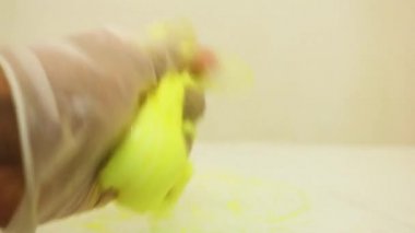 Color Dye Mixed White Slime Up-close - Yellow