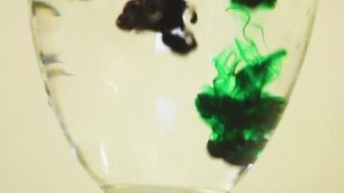 Color Dyes Being Added Into Wine Glass - Black And Green.