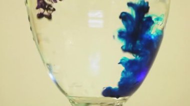 Color Dyes Being Added Into Wine Glass - Blue And Purple