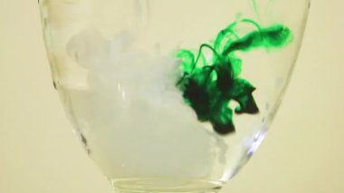 Color Dyes Being Added Into Wine Glass - White And Green