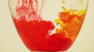 Color Dyes Being Added Into Water - Yellow And Red