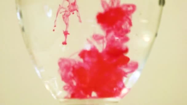 Color Dye Being Added Wine Glass Pink — Video Stock