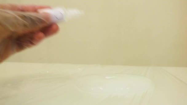 Color Dye Being Mixed White Slime White — Αρχείο Βίντεο