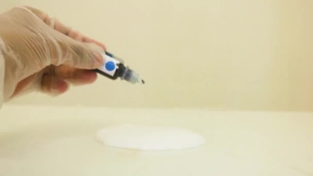 Color Dye Being Mixed White Slime Blue — Stok Video