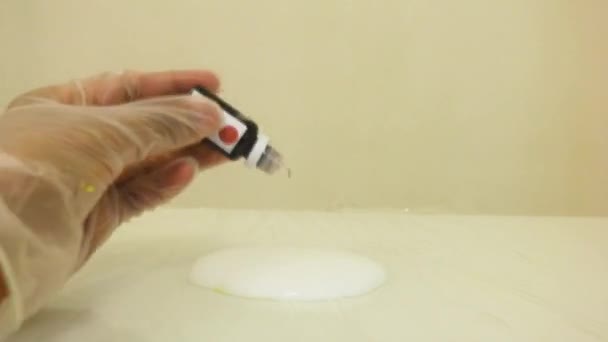 Color Dye Being Mixed White Slime Brown — Stockvideo